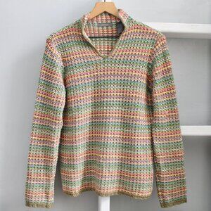 Liz Claiborne VTG Multicolor Pullover Cotton Blend Knit Sweater Size Medium